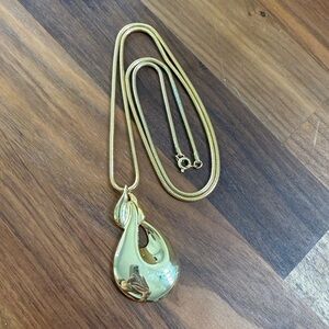 Vintage Gold Tone Y2K Rope Chain Long Bold Chunky Pendant Statement Necklace